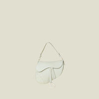 Christian Dior White Ultramatte Medium Saddle Bag