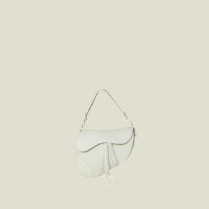 Christian Dior White Ultramatte Medium Saddle Bag