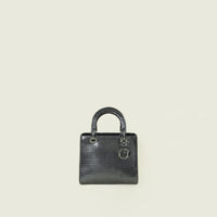 Christian Dior Metallic Dark Gray Micro Cannage Lady Dior Bag