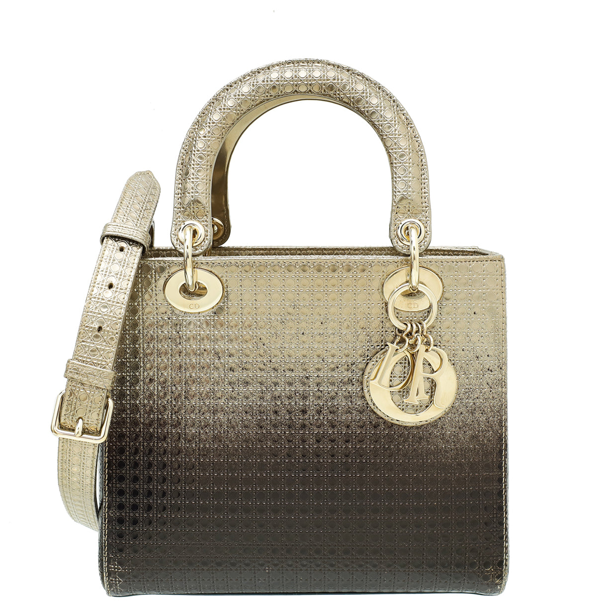 Christian Dior Ombre Champaign Lady Dior Micro Cannage Medium Bag-Christian Dior-THE CLOSET