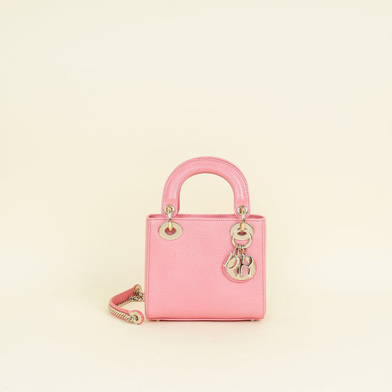 Christian Dior Pink Lady Dior Lizard Mini Chain Bag