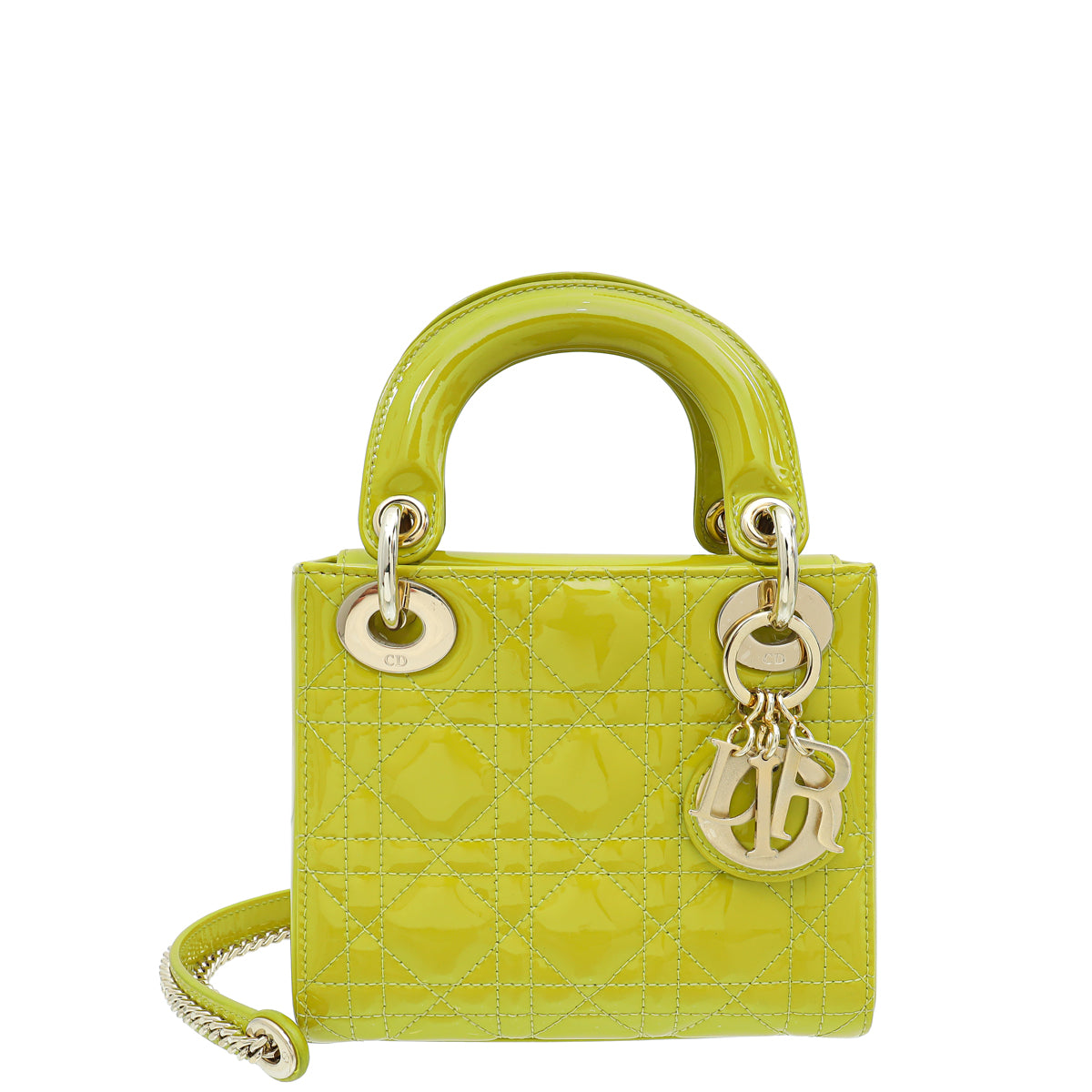 Christian Dior Lime Yellow Lady Dior Mini Bag-Christian Dior-THE CLOSET