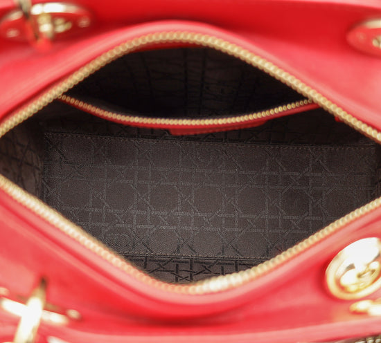 Christian Dior Red Lady Dior Medium Bag