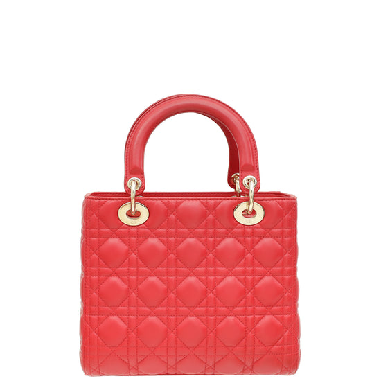 Christian Dior Red Lady Dior Medium Bag