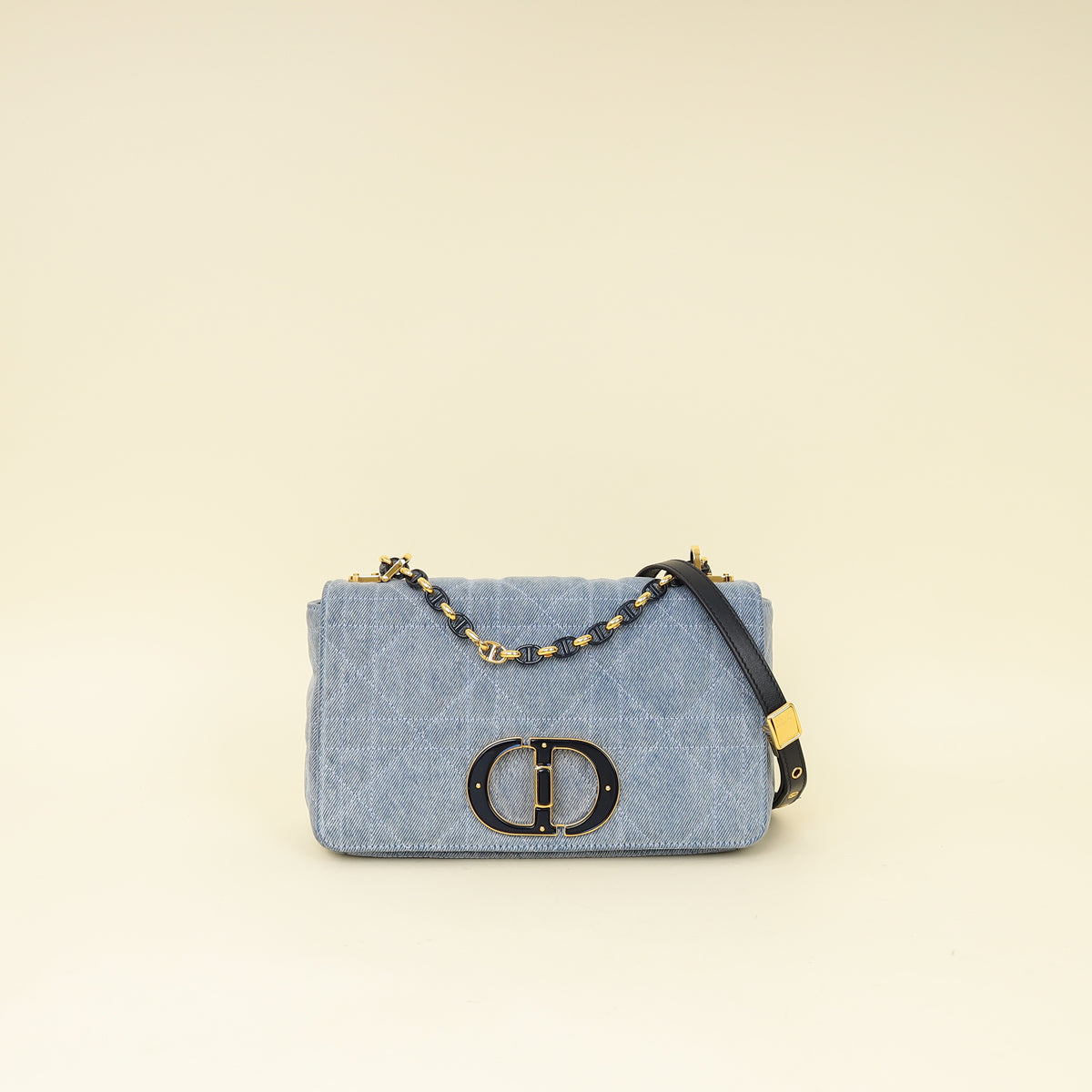 Christian Dior Blue Denim Macrocannage Medium Caro Bag-Christian Dior-THE CLOSET