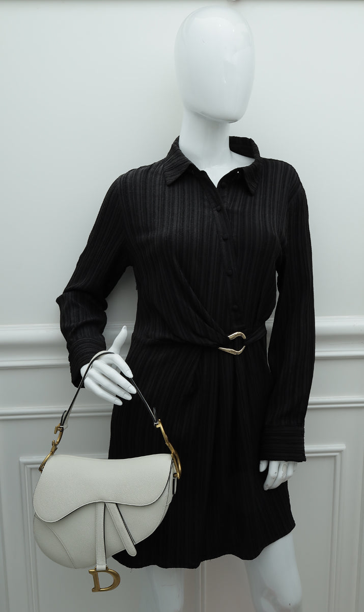 Christian Dior White Saddle Bag Medium – The Closet