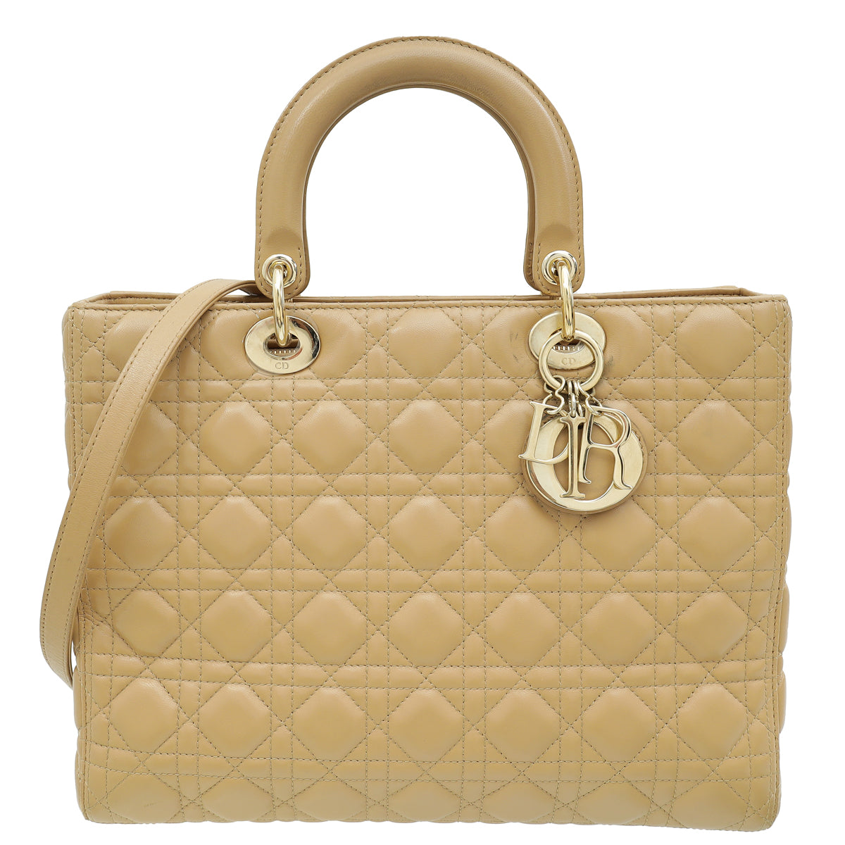 Christian Dior Beige Lady Dior Large Bag-Christian Dior-THE CLOSET