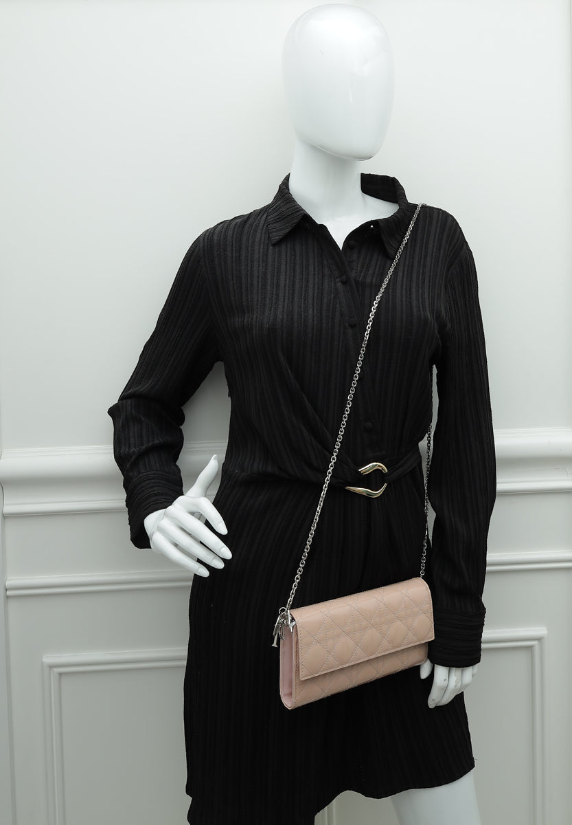 Christian Dior Nude Pink Lady Dior Rendezvous Wallet On Chain – THE CLOSET