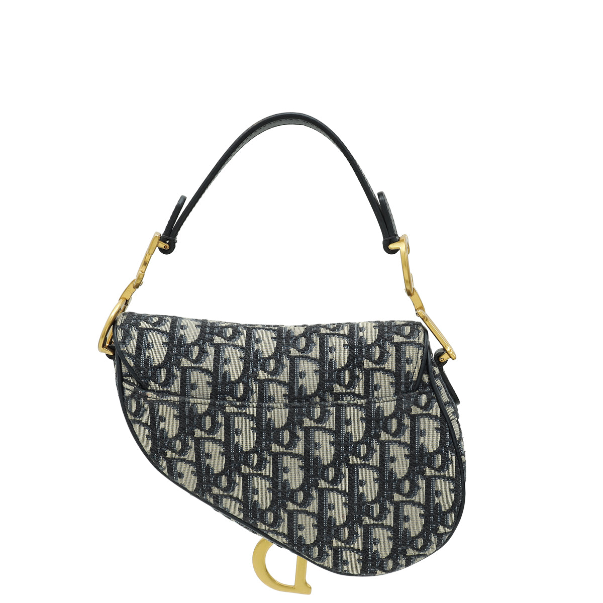 Christian Dior Navy Blue Oblique Saddle Mini Bag W/ Adjustable Strap-Christian Dior-THE CLOSET