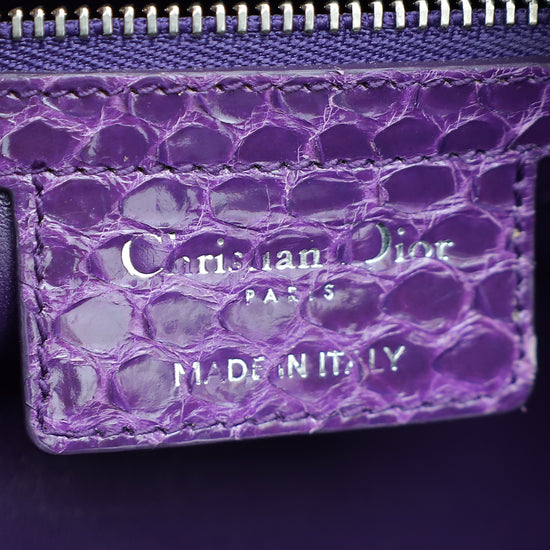 Load image into Gallery viewer, Christian Dior Violet Python Lady Dior Medium Bag
