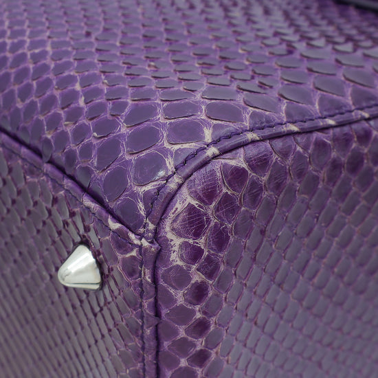 Load image into Gallery viewer, Christian Dior Violet Python Lady Dior Medium Bag
