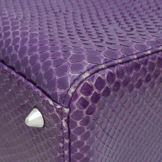 Load image into Gallery viewer, Christian Dior Violet Python Lady Dior Medium Bag
