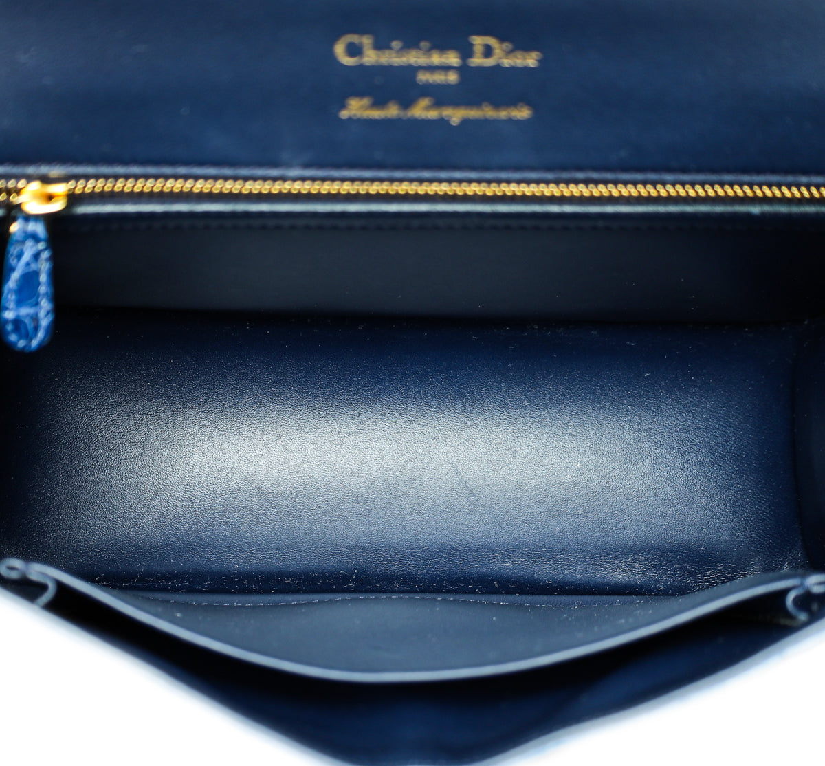Christian Dior Saphire Blue Shiny Alligator Diorama Flap Medium Bag