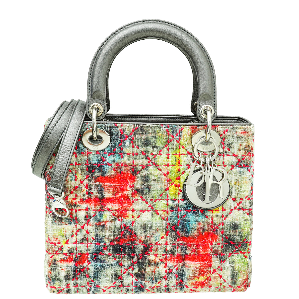 Christian Dior Multicolor Tweed Wool Lady Dior Medium Bag-Christian Dior-THE CLOSET