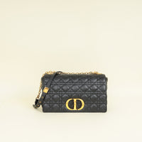 Christian Dior Black Supple Cannage Caro Large Flap Bag