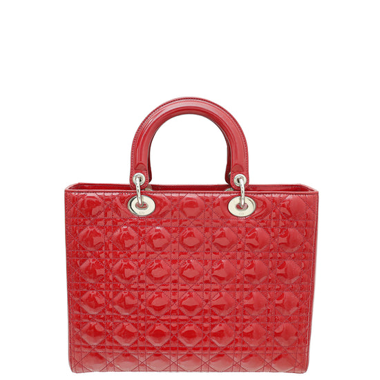 Christian Dior Red Lady Dior Large Bag