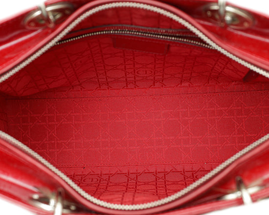 Christian Dior Red Lady Dior Large Bag