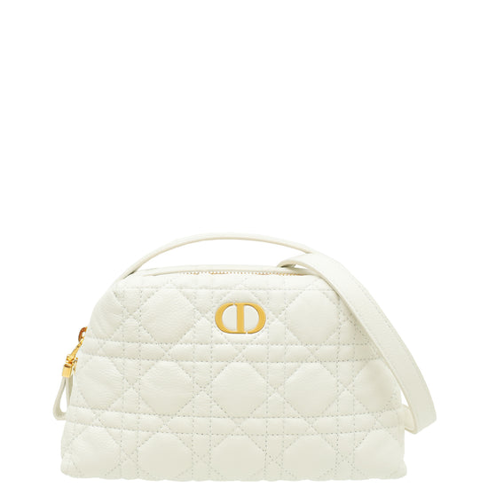 Christian Dior White Cannage Caro D-Cosy Bag