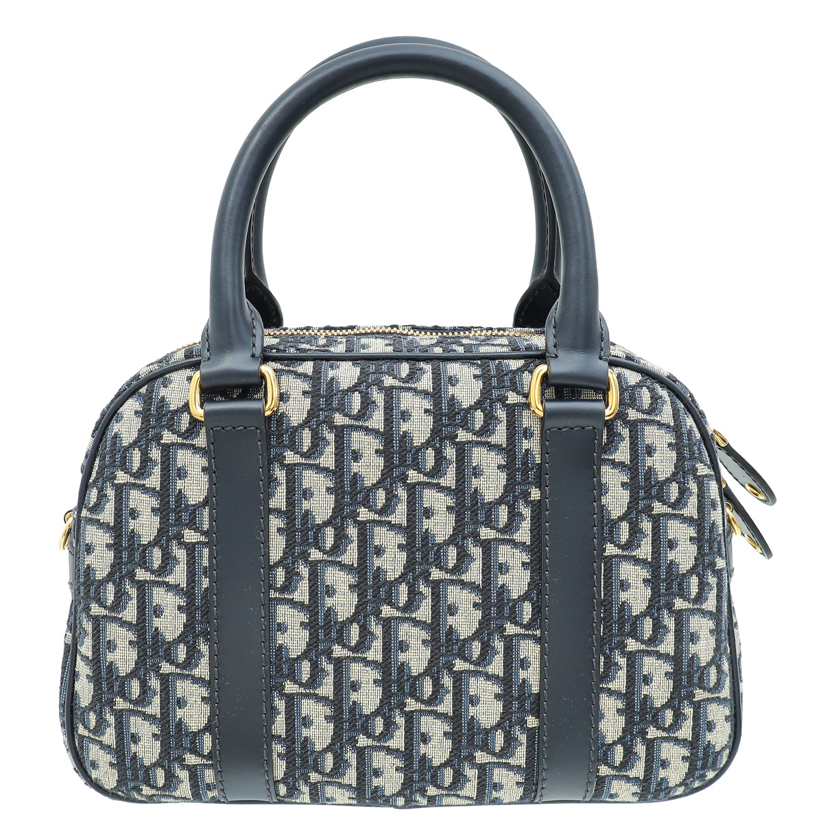 Christian Dior Navy Blue Oblique D-Vibe Medium Bowling Bag-Christian Dior-THE CLOSET