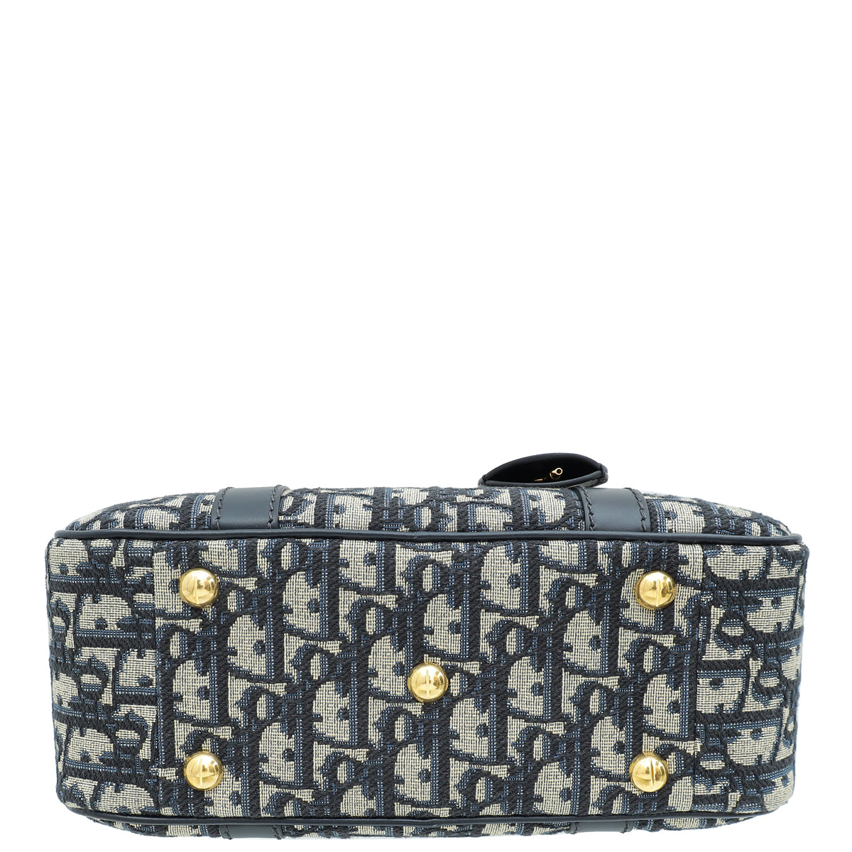 Christian Dior Navy Blue Oblique D-Vibe Medium Bowling Bag