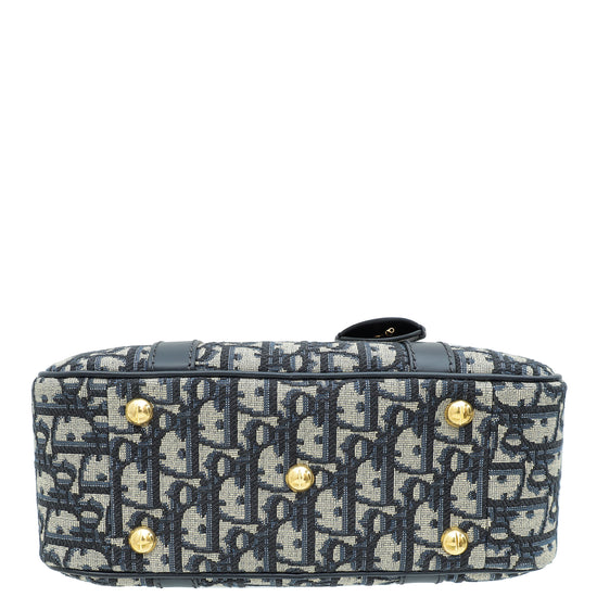 Load image into Gallery viewer, Christian Dior Navy Blue Oblique D-Vibe Medium Bowling Bag
