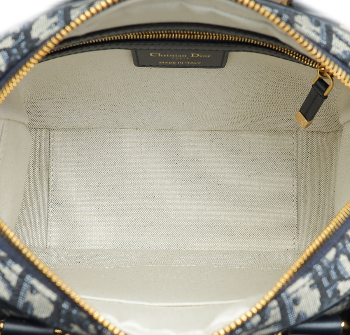 Christian Dior Navy Blue Oblique D-Vibe Medium Bowling Bag