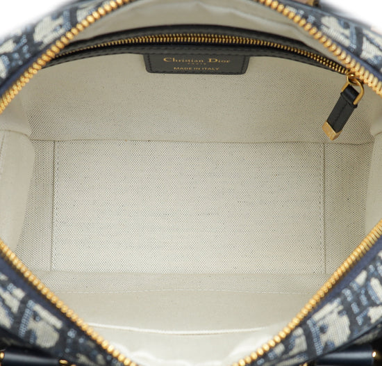 Load image into Gallery viewer, Christian Dior Navy Blue Oblique D-Vibe Medium Bowling Bag
