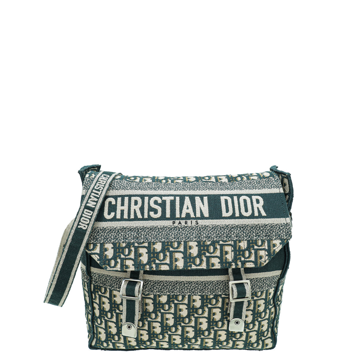 Christian Dior Vert Green Oblique DiorCamp Jacquard Messenger Bag-Christian Dior-THE CLOSET