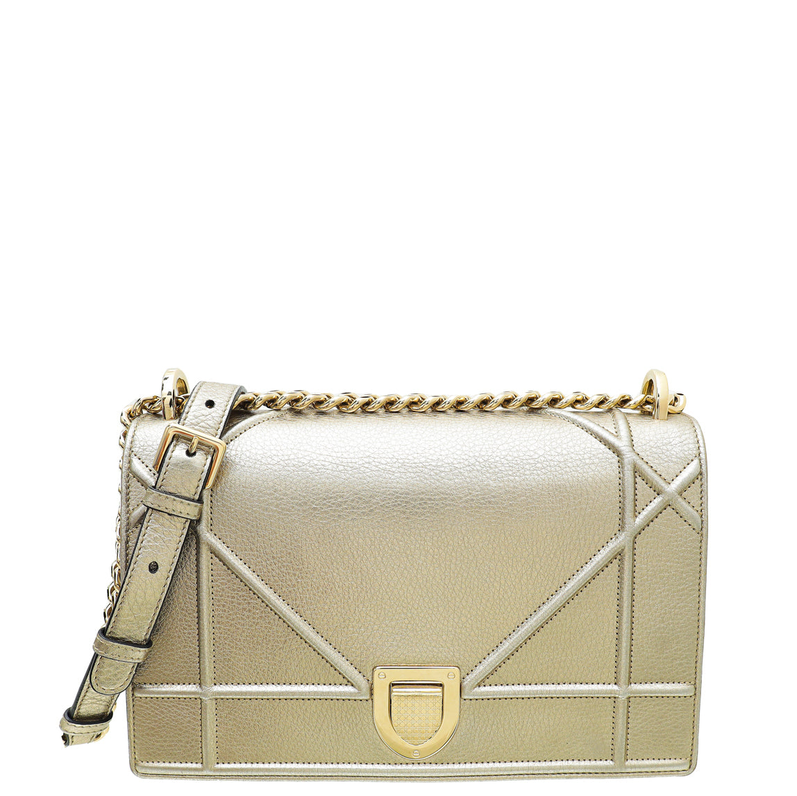 Christian Dior Metallic Champagne Diorama Medium Bag-Christian Dior-THE CLOSET