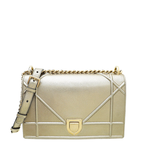 Christian Dior Metallic Champagne Diorama Medium Bag