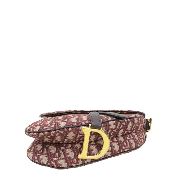 Christian Dior Burgundy Oblique Saddle Medium Bag