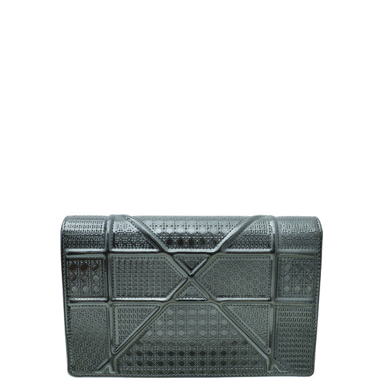 Christian Dior Dark Grey Diorama Micro Cannage Wallet On Chain