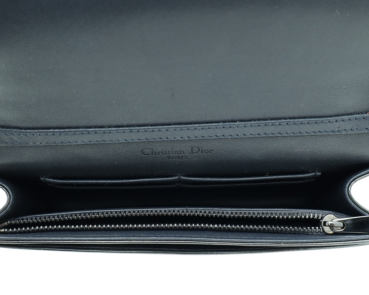 Christian Dior Dark Grey Diorama Micro Cannage Wallet On Chain