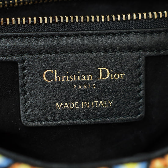 Christian Dior Multicolor Saddle All-Over Embroidered with Beads and Fringes Medium Bag