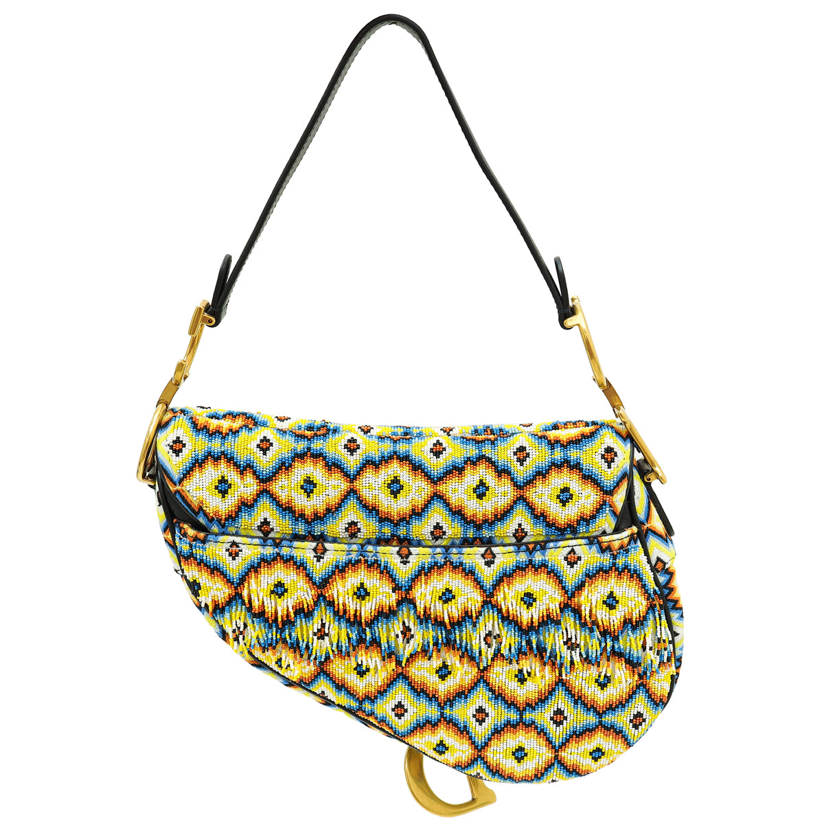 Christian Dior Multicolor Saddle All-Over Embroidered with Beads and Fringes Medium Bag-Christian Dior-THE CLOSET