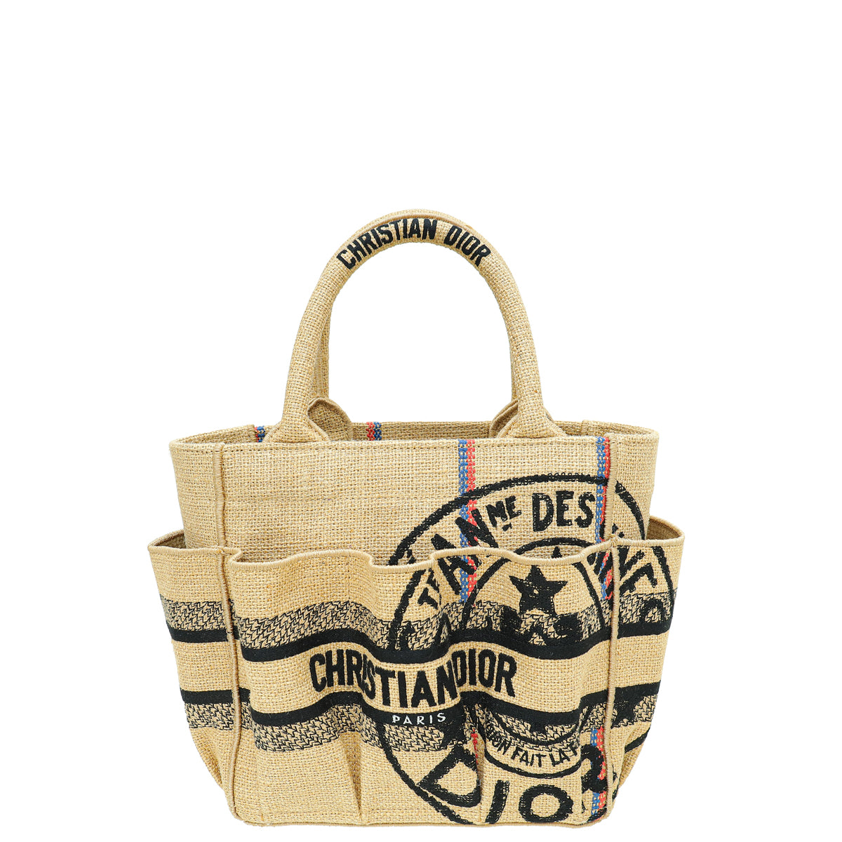 Christian Dior Bicolor Union Jute Catherine Tote Small Bag