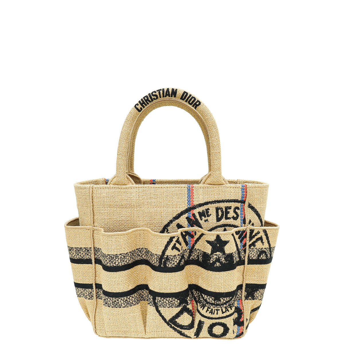 Christian Dior Bicolor Union Jute Catherine Tote Small Bag-Christian Dior-THE CLOSET