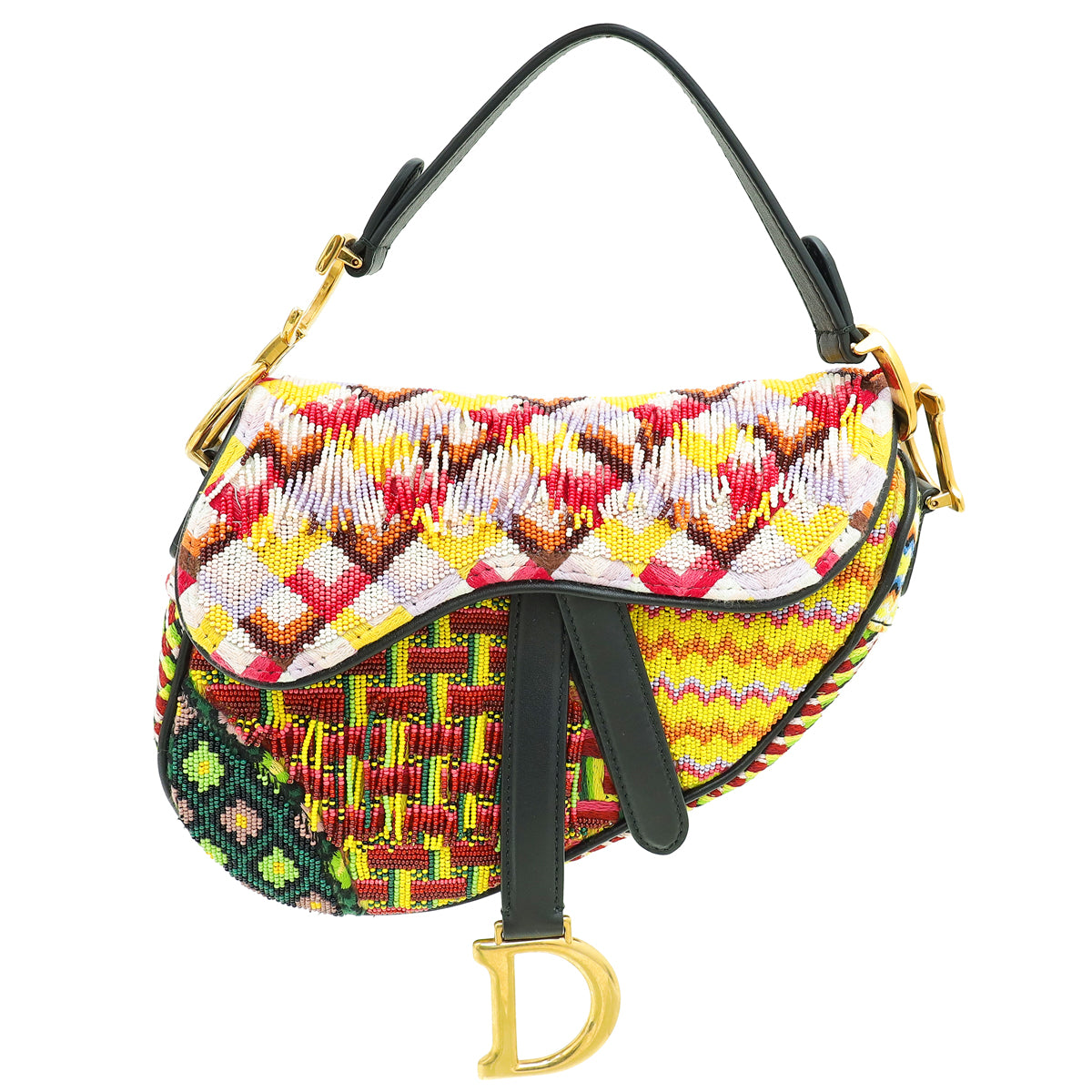 Christian Dior Multicolor Embroidered Fringe Beaded Saddle Mini Bag-Christian Dior-THE CLOSET