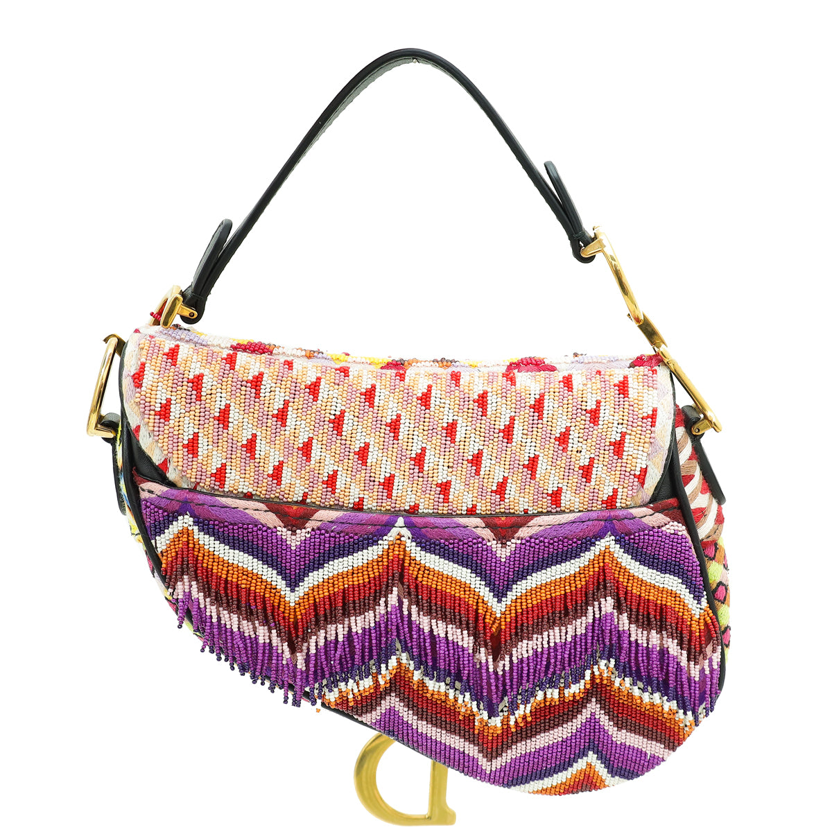 Christian Dior Multicolor Embroidered Fringe Beaded Saddle Mini Bag-Christian Dior-THE CLOSET