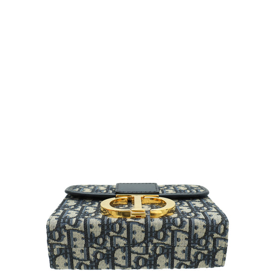 Christian Dior Navy Blue Oblique 30 Montaigne Box Bag
