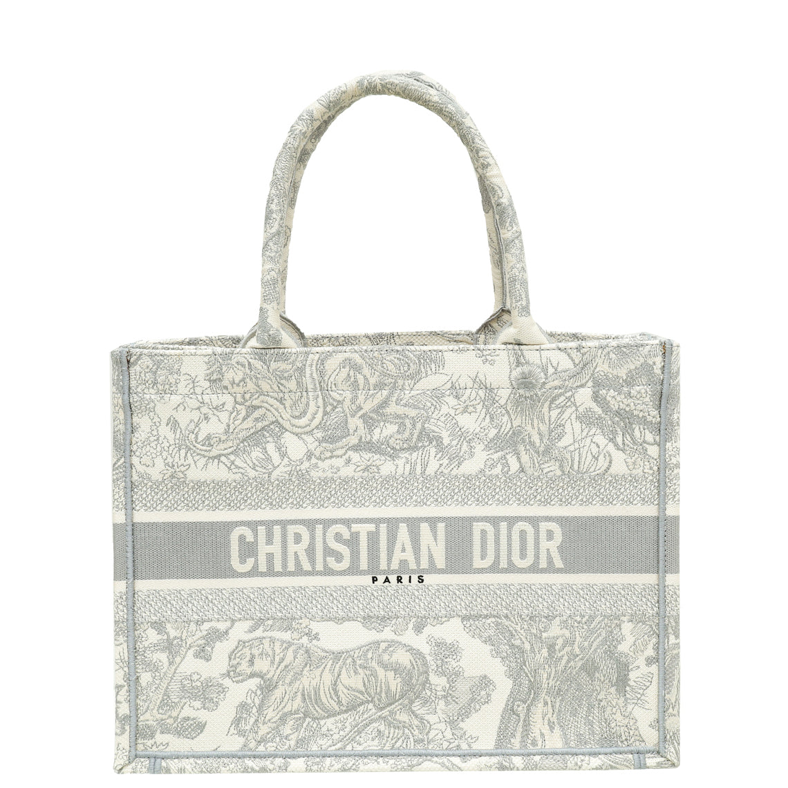 Christian Dior Bicolor Toile De Jouy Embroidery Book Tote Medium Bag W/ "Cannes"-Christian Dior-THE CLOSET