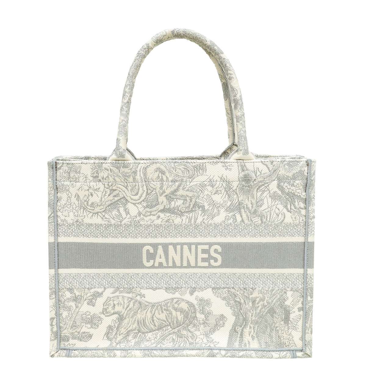 Christian Dior Bicolor Toile De Jouy Embroidery Book Tote Medium Bag W/ "Cannes"-Christian Dior-THE CLOSET