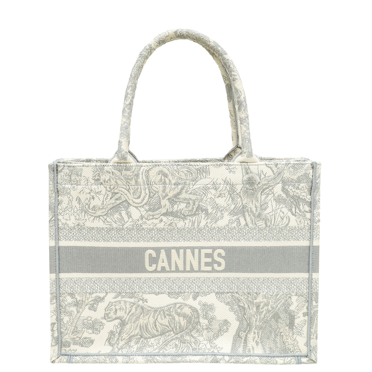 Christian Dior Bicolor Toile De Jouy Embroidery Book Tote Medium Bag W/ "Cannes"