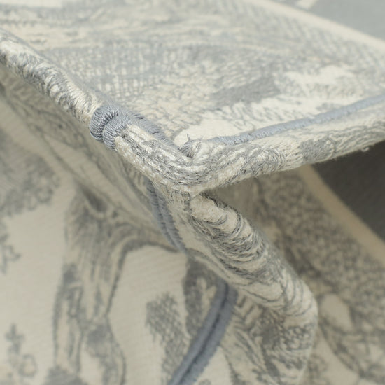 Christian Dior Bicolor Toile De Jouy Embroidery Book Tote Medium Bag W/ "Cannes"