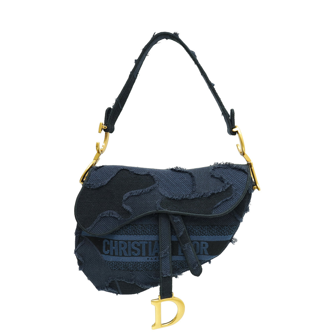 Christian Dior Bicolor Embroidered Camouflage Saddle Bag