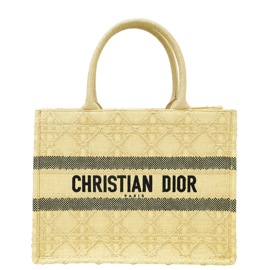 Christian Dior Bicolor Cannage Raffia Book Tote Medium Bag