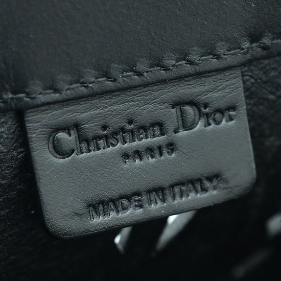 Christian Dior Black Laser Cut Studded Book Medium Tote Bag W/ Twilly