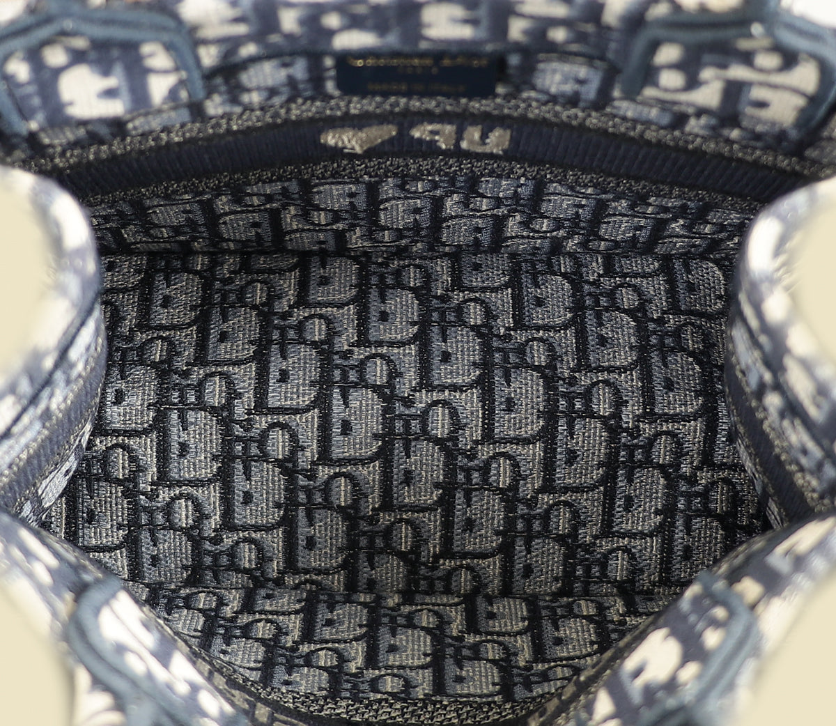 Christian Dior Navy Blue Oblique Small Book Tote Bag w/ UP INITIALS