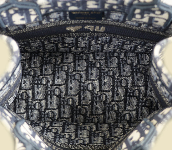 Christian Dior Navy Blue Oblique Small Book Tote Bag w/ UP INITIALS