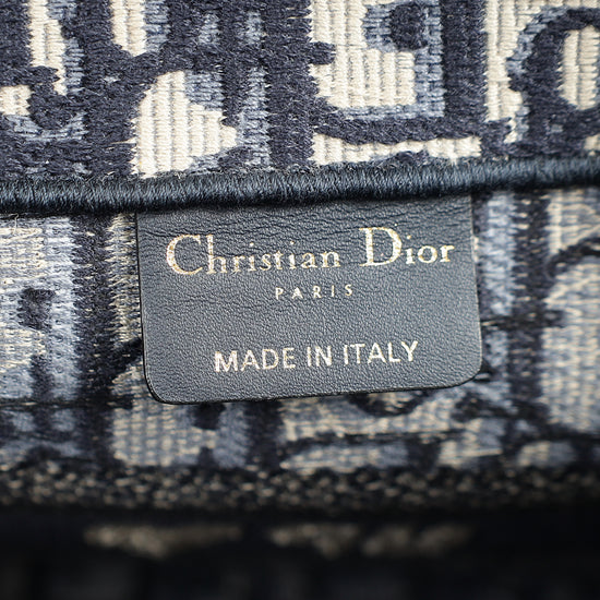 Christian Dior Navy Blue Oblique Small Book Tote Bag w/ UP INITIALS